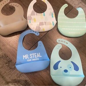 Silicone & Cotton Baby Bib Set and Feeding Tools